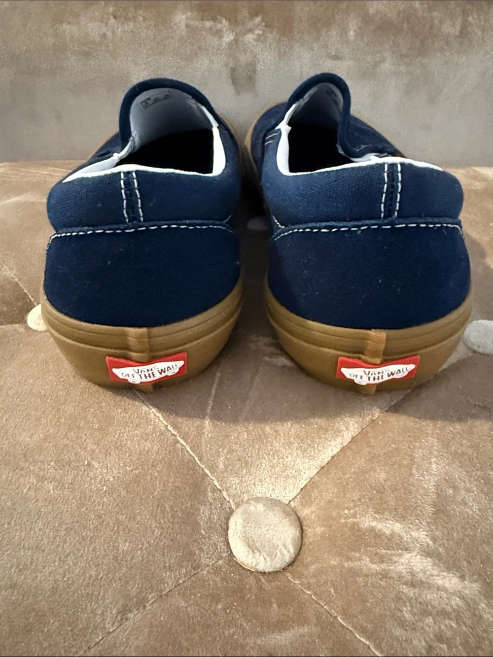 Vans Navy Slip-On Canvas Loafers with Gum Outsole
